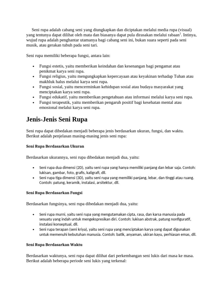 Fungsi dan Jenis Seni Rupa | PDF