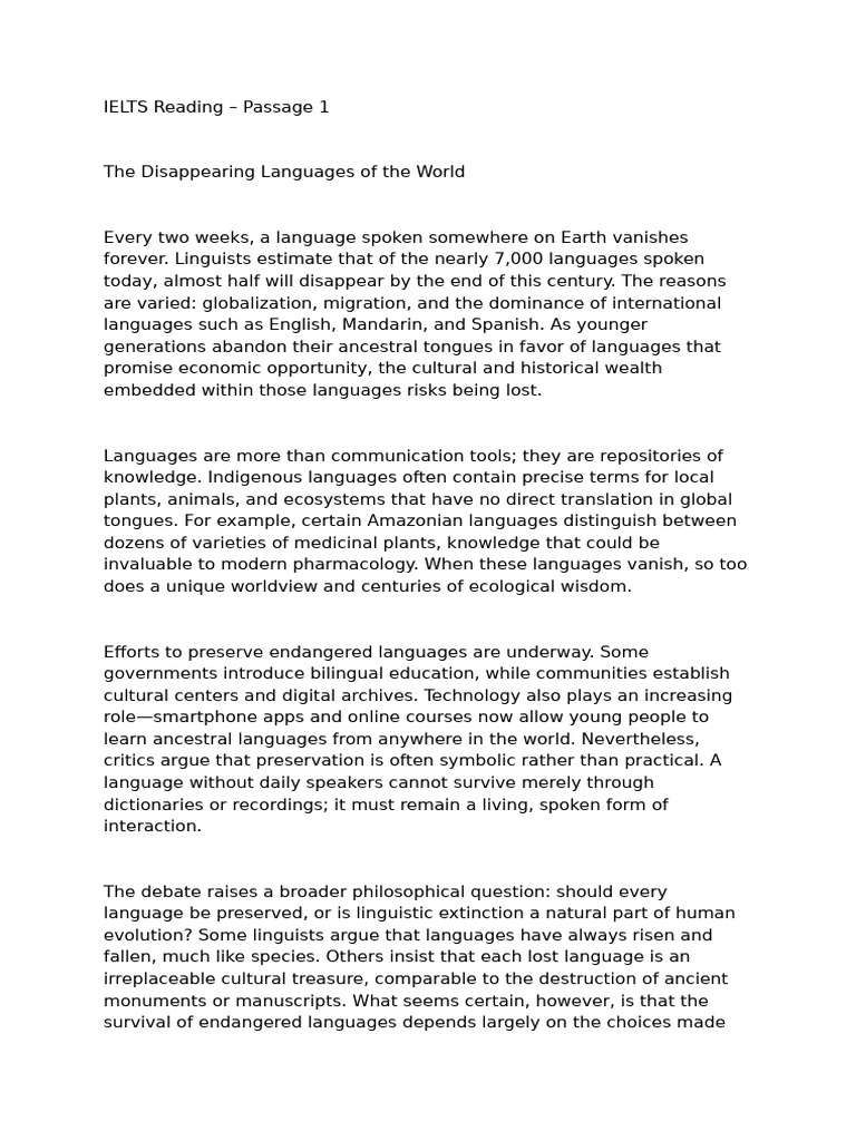 Disappearing Languages and Their Impact | PDF | Wind Power | Artificial ...