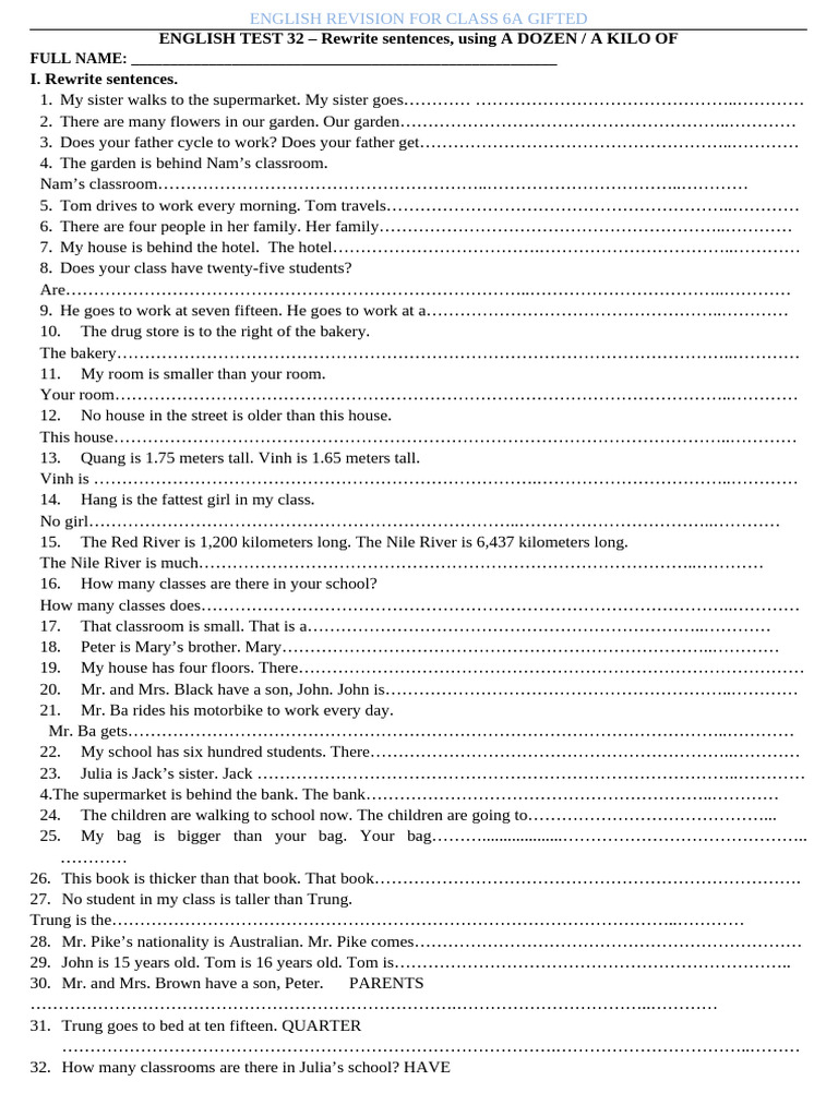 Lesson 32 - Rewrite Sentences With HALF A DOZEN | PDF | Chess Openings ...