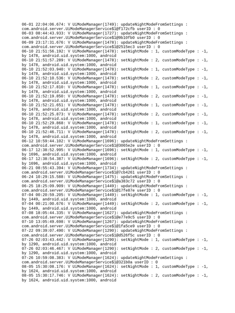 Android Night Mode Logs Analysis | PDF