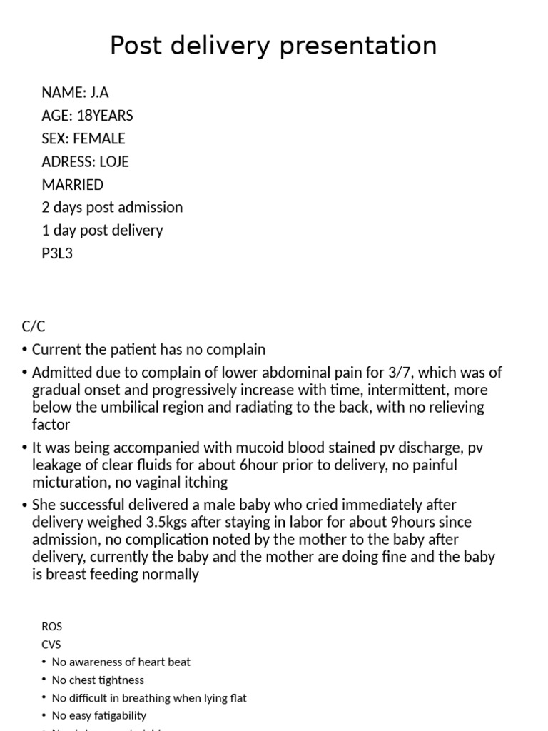 Post Delivery Presentation2 | PDF | Childbirth | Thorax