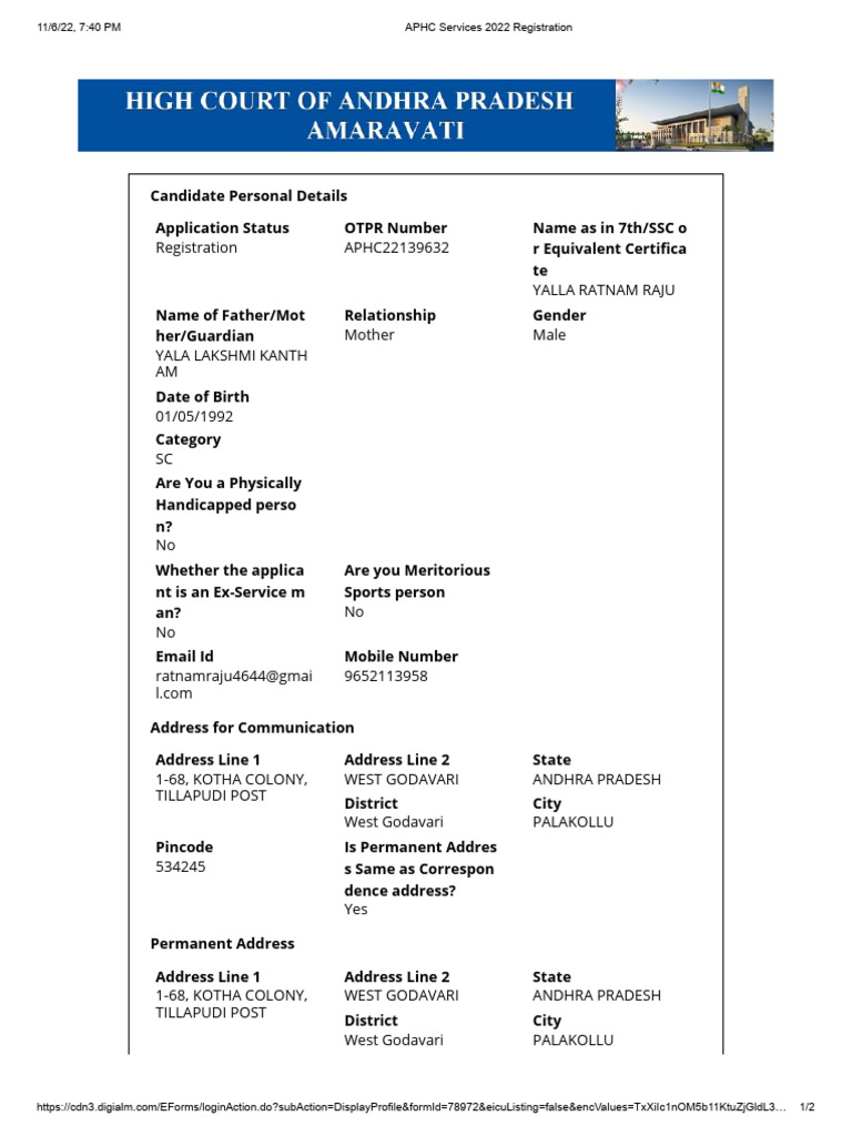 APHC 2022 Registration Details | PDF | Public Law | Common Law