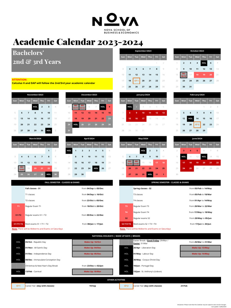 Academic Calendar 23 - 24 - BSC 2nd and 3rd Year | PDF | Liturgical ...