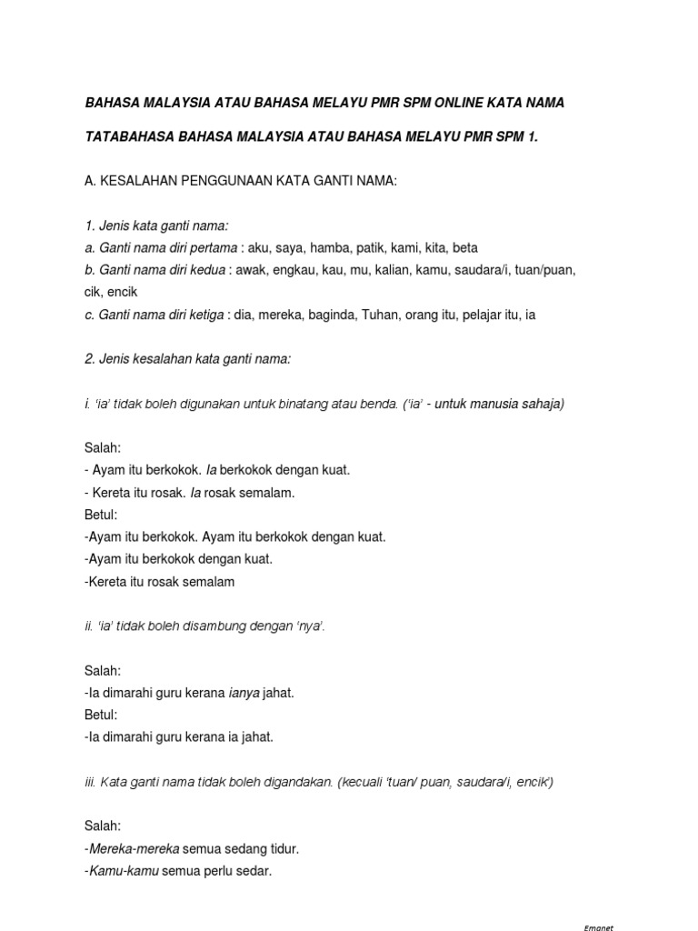 Bahasa Malaysia Atau Bahasa Melayu PMR SPM Online Kata 