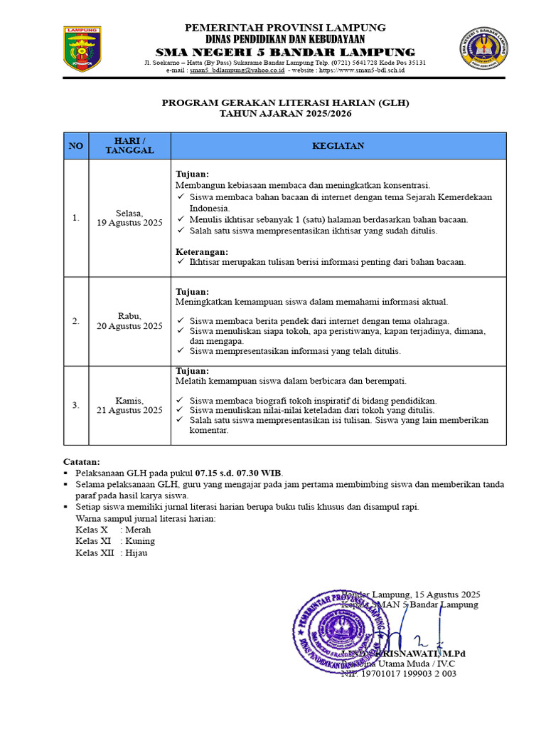 Program GLH (19 - 21 Agustus 2025) | PDF