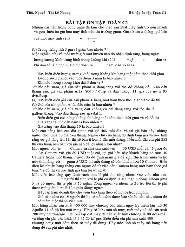 Bai Tap On Tap - C1 Dai Hoc | PDF