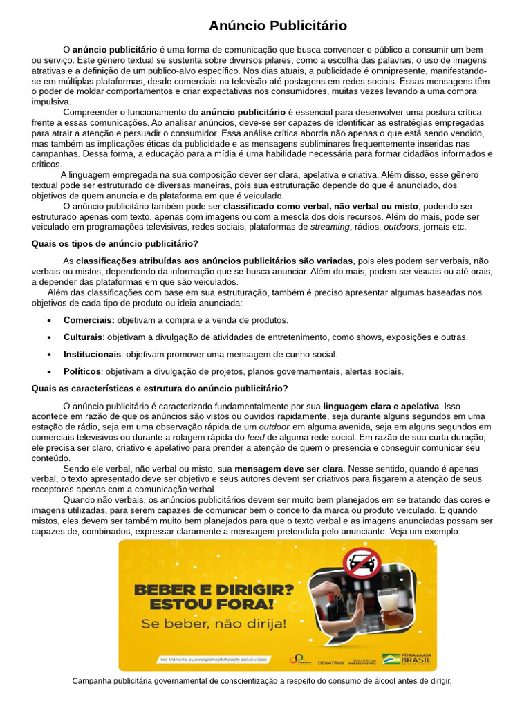 Estrutura e Estratégias do Anúncio Publicitário | PDF | Publicidade ...