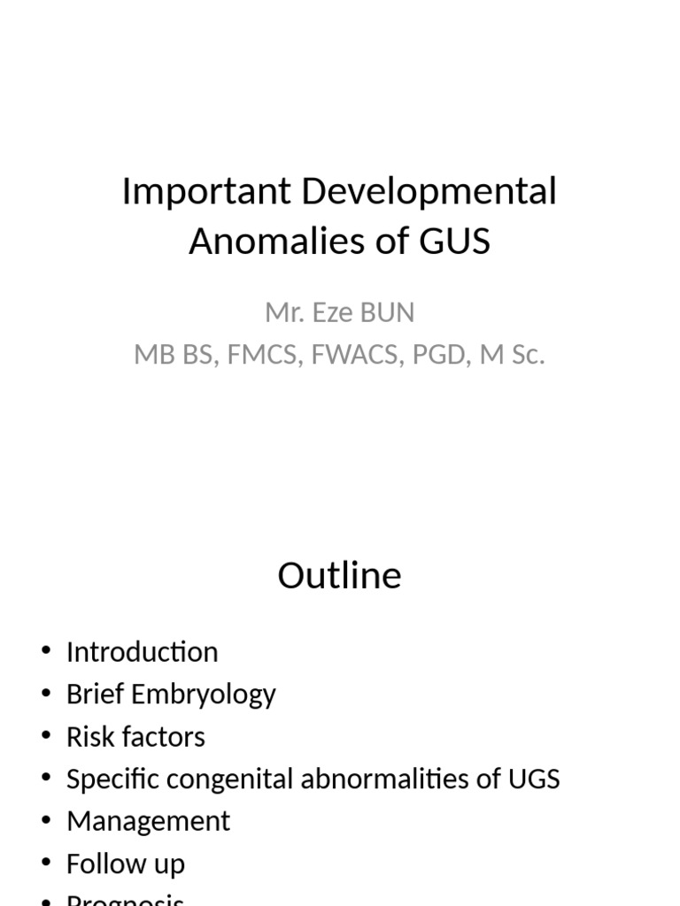 Important Developmental Anomalies of GUS | PDF | Kidney | Urinary System