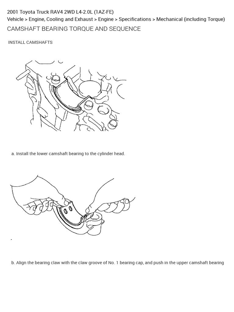 Camshaft Bearing Cap Torque Specs | PDF