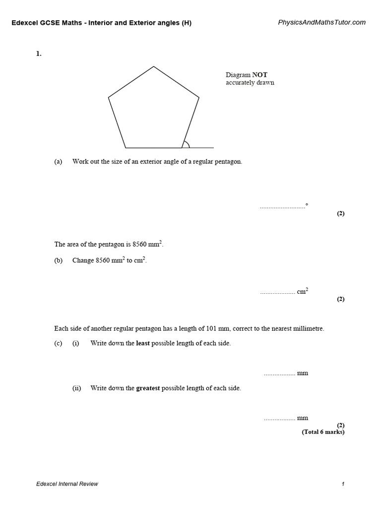 Edexcel GCSE Maths: Angles in Polygons | PDF | Convex Geometry ...
