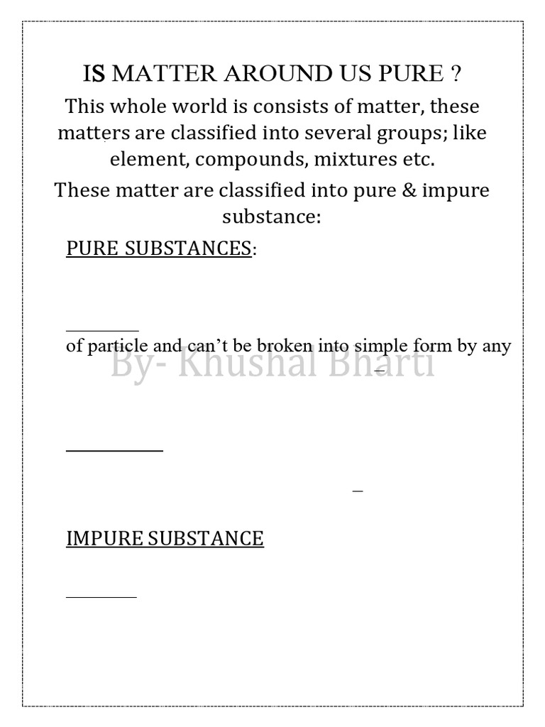 Pure vs Impure Substances Explained | PDF | Mixture | Solubility