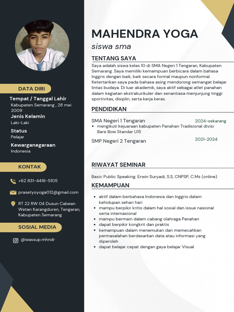 CV Mahendra Yoga Prasetyo | PDF