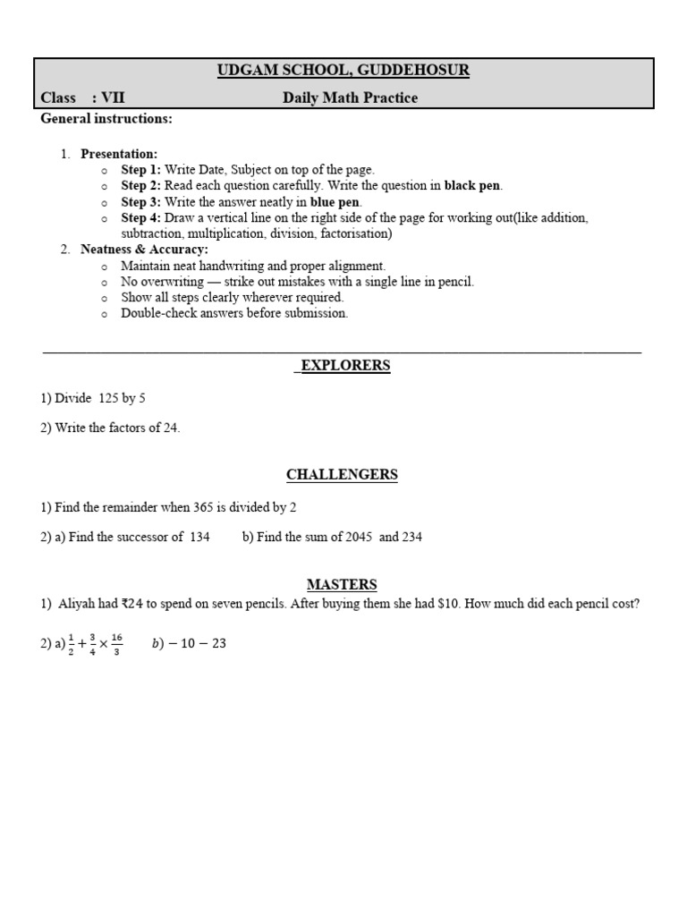 Daily Math Practice for Grade 7 | PDF