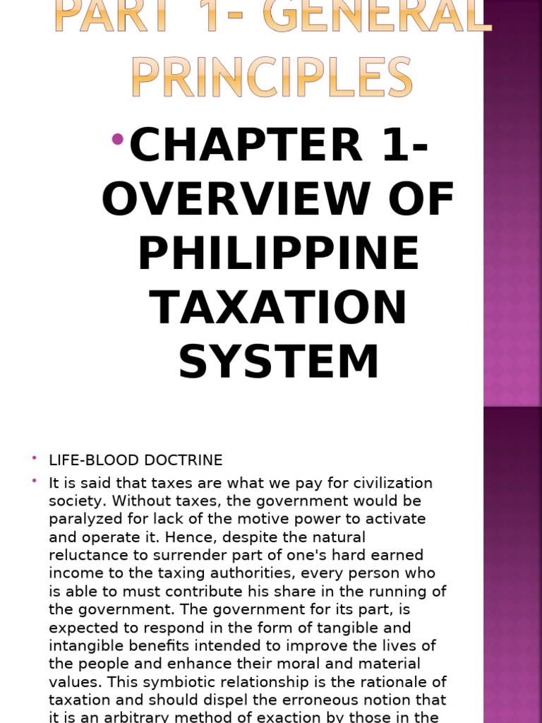 Taxation General Principles 1 Pdf Taxes Customs