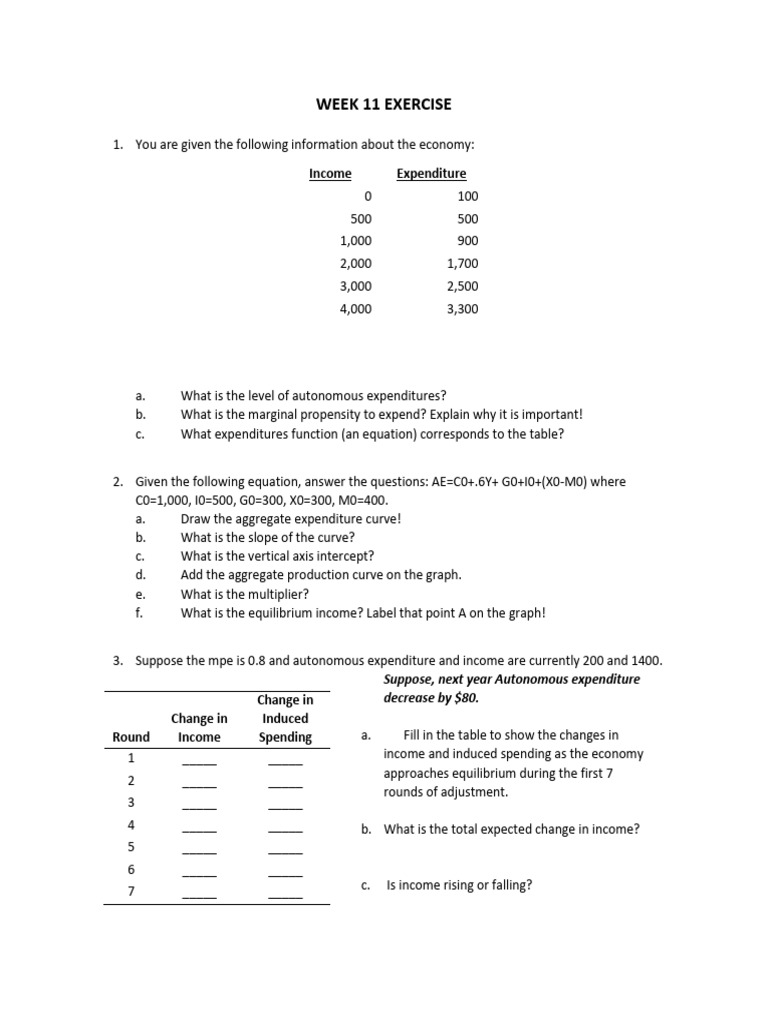 Week 11-Economic Exercise | PDF