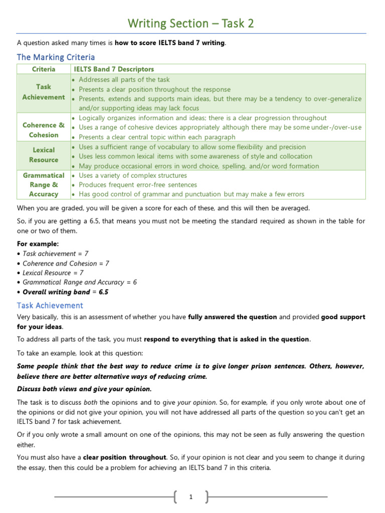 Scoring IELTS Band 7 in Writing Task 2 | PDF | Essays | Reason