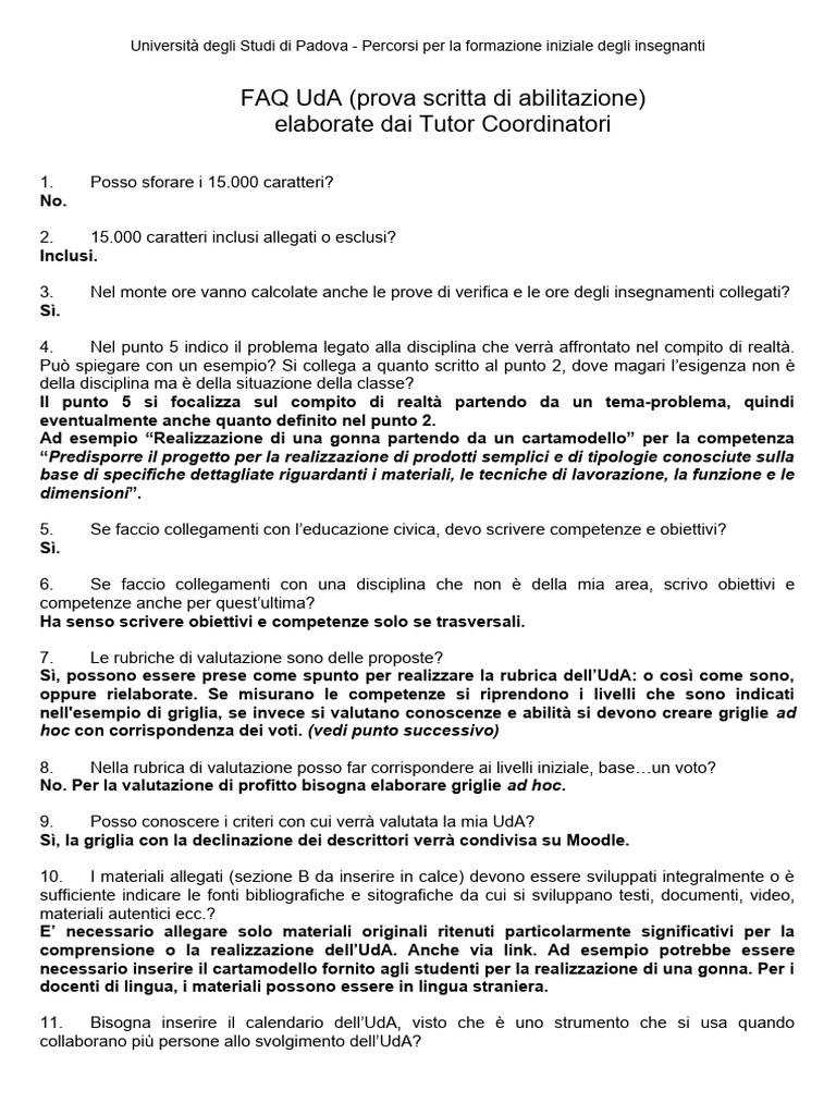 FAQ UdA v1 | PDF