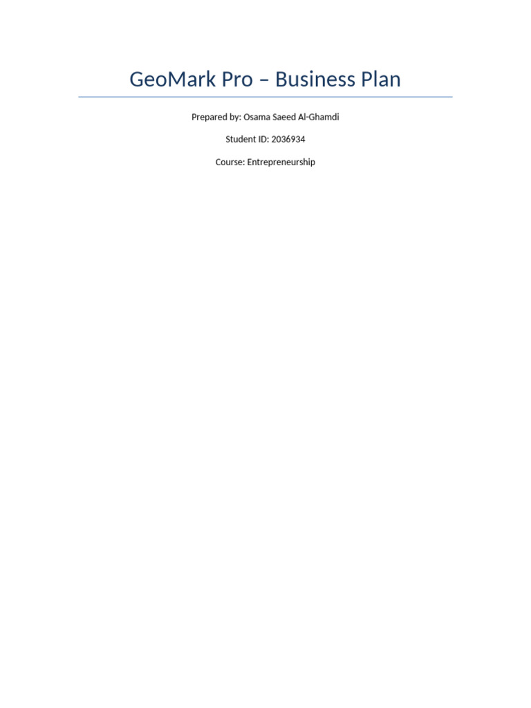 GeoMark Pro Business Plan FINAL | PDF