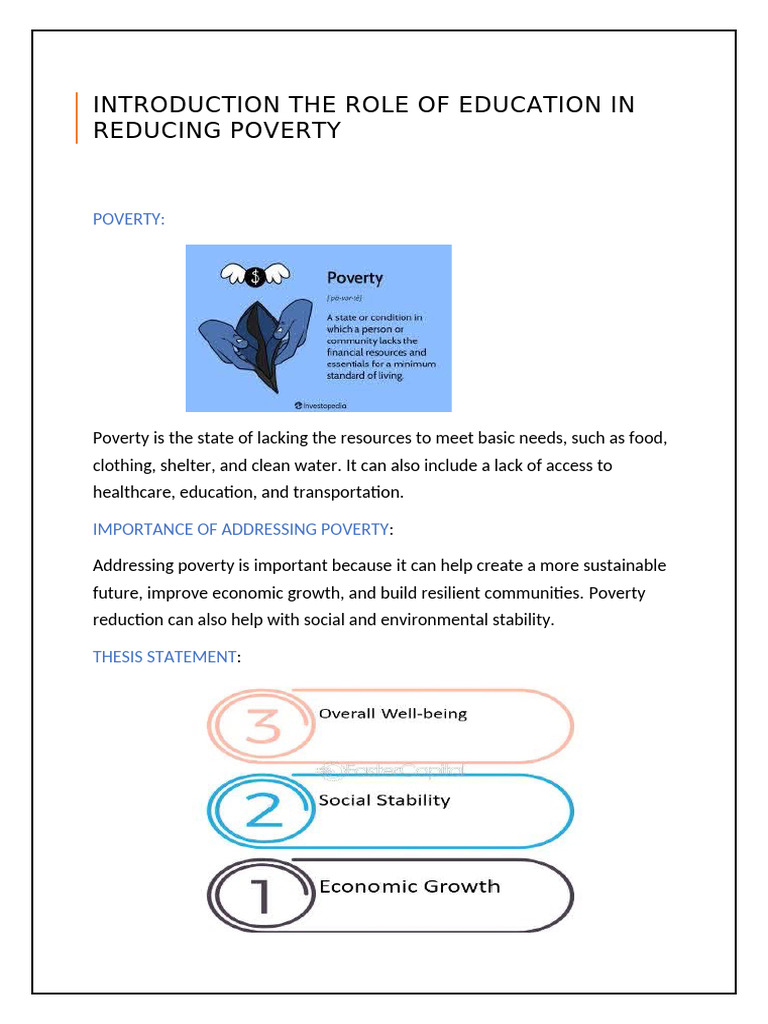 Education's Impact on Poverty Reduction | PDF | Entrepreneurship | Poverty