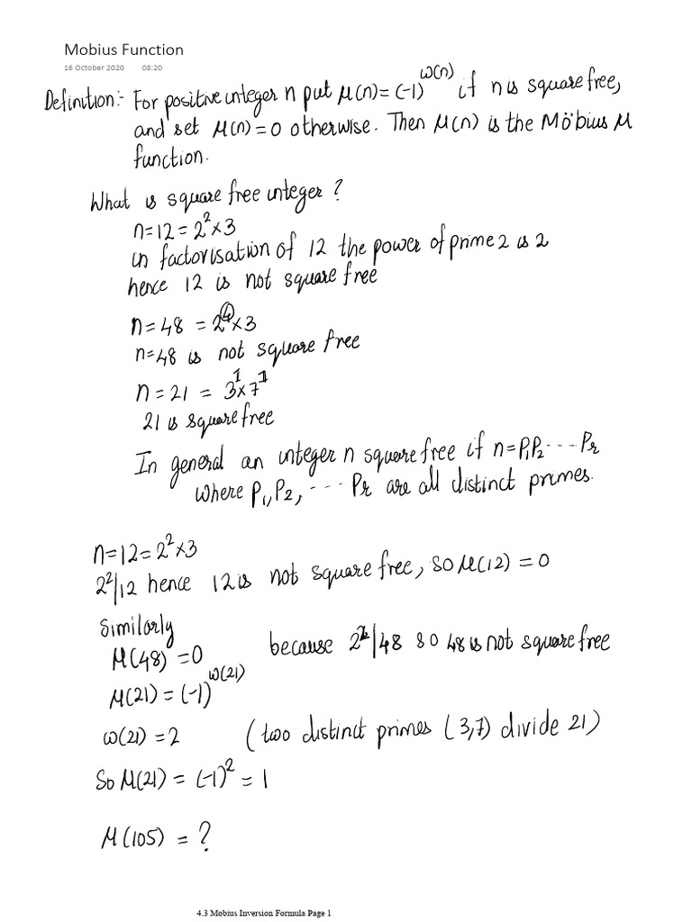 Möbius Inversion Formula Explained | PDF