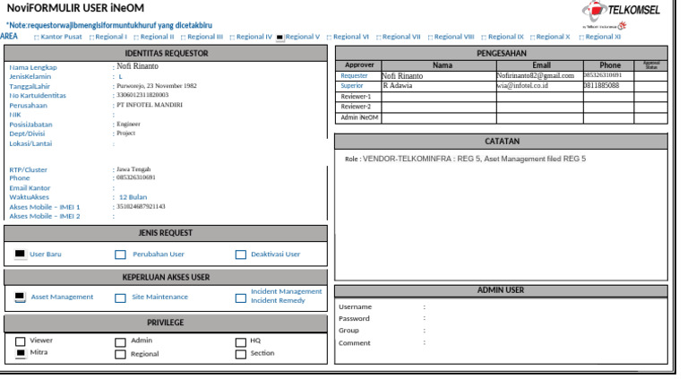 User Access Request Form for iNeOM | PDF | Computer Access Control ...
