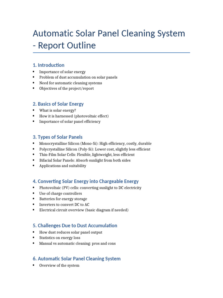 Automatic Solar Panel Cleaning System Guide | PDF | Solar Panel ...