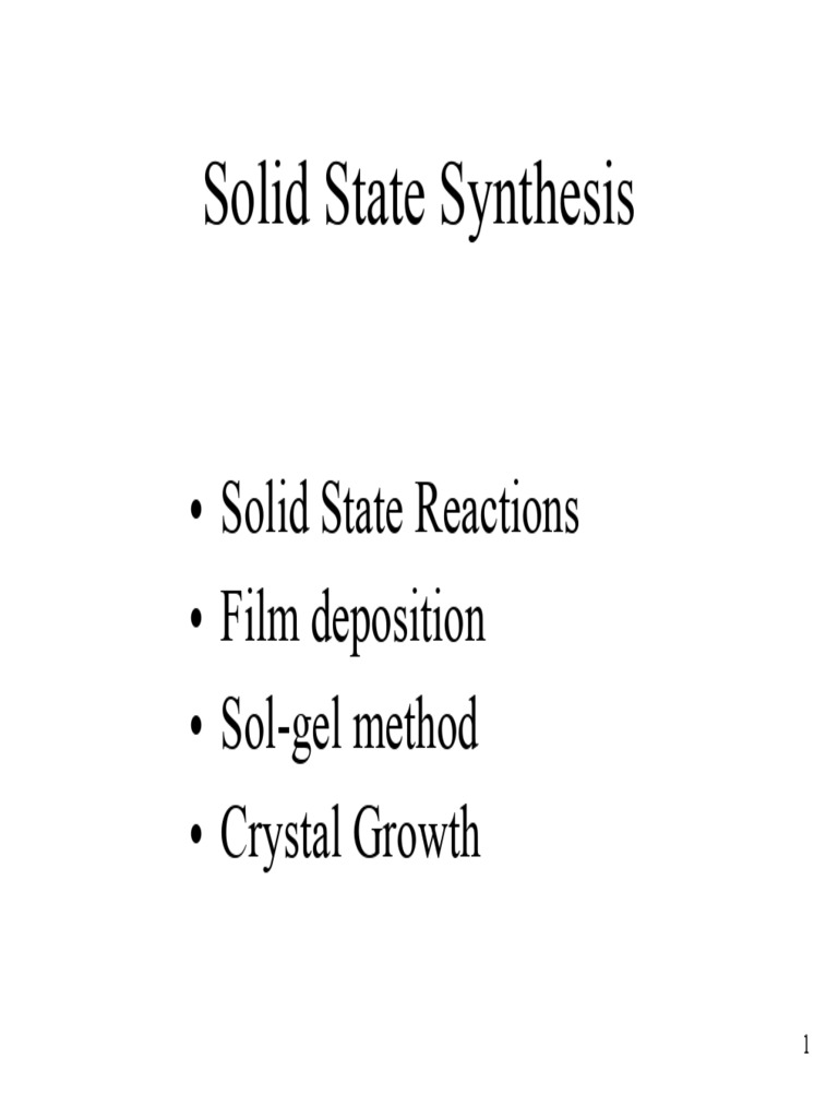 Solid Synthesis Route | PDF | Salt (Chemistry) | Solid State Chemistry