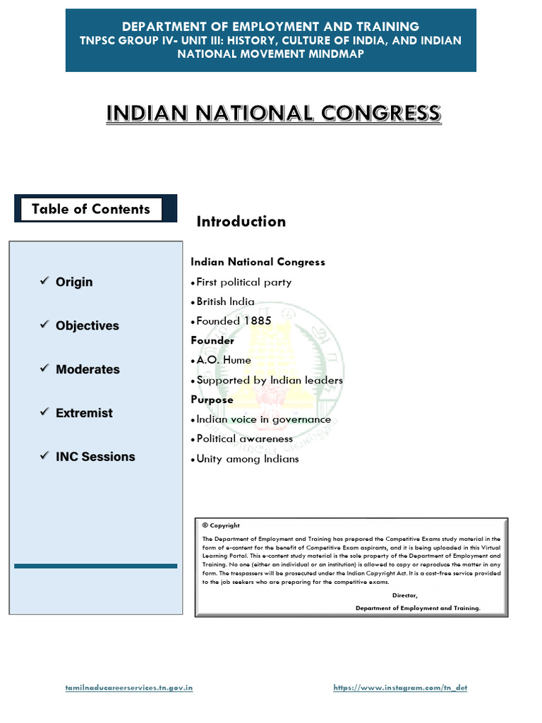 Origin of Indian National Congress | PDF | Indian National Congress ...