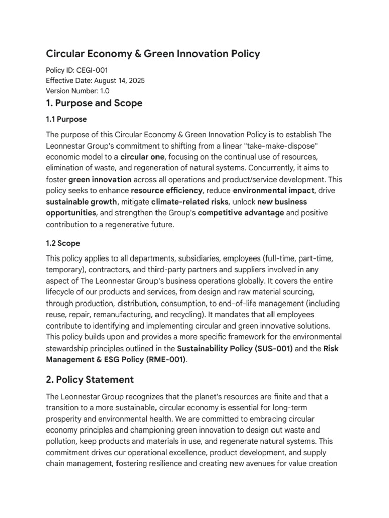 Circular Economy & Green Innovation Policy | PDF | Recycling ...