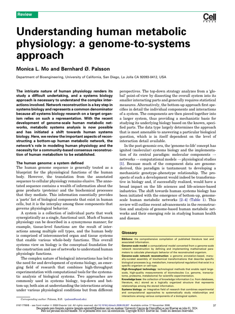Human Metabolic Networks Overview | PDF | Systems Biology | Metabolism