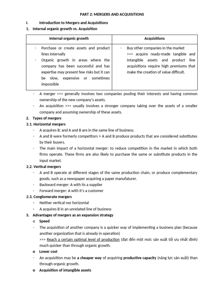 Mergers and Acquisitions Overview | PDF | Valuation (Finance) | Mergers ...