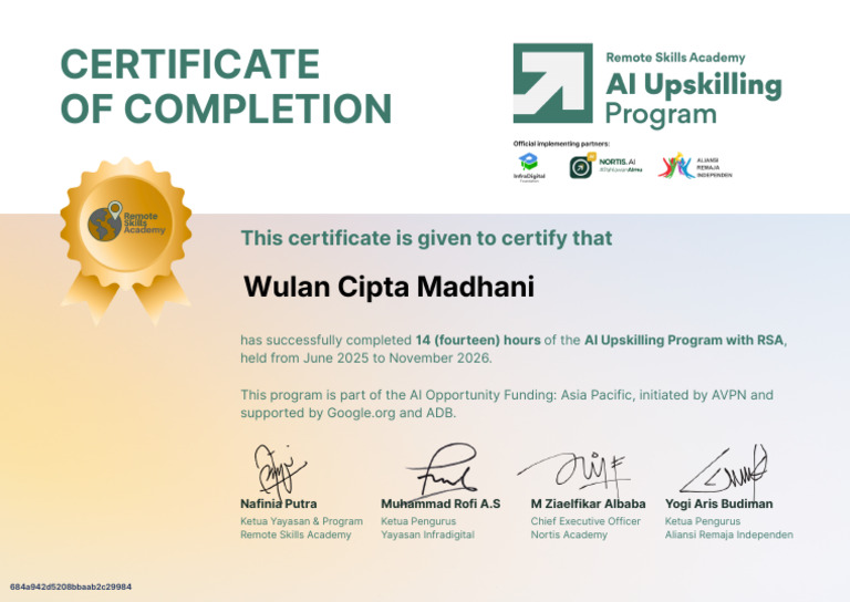AI Upskilling Program Completion Certificate | PDF