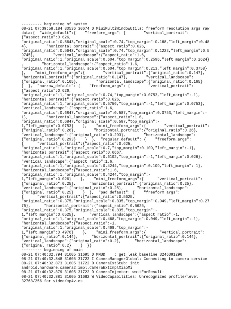 Camera Service Logs and Freeform Args | PDF | Java (Programming ...