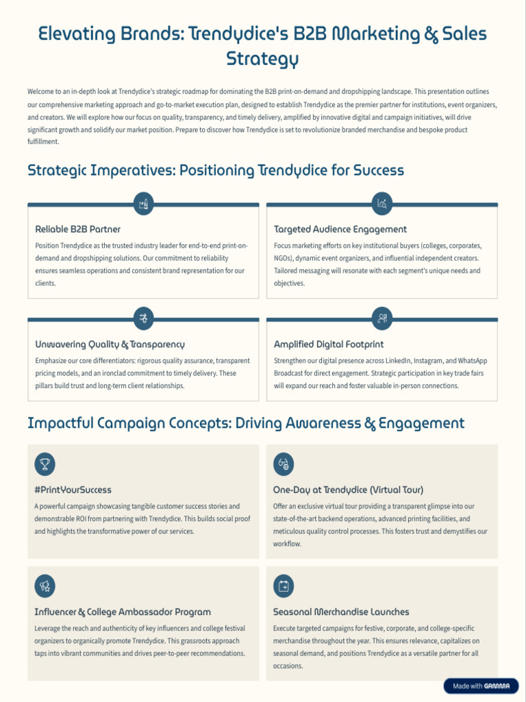 Trendydice's B2B Marketing Strategy | PDF | Marketing | Brand