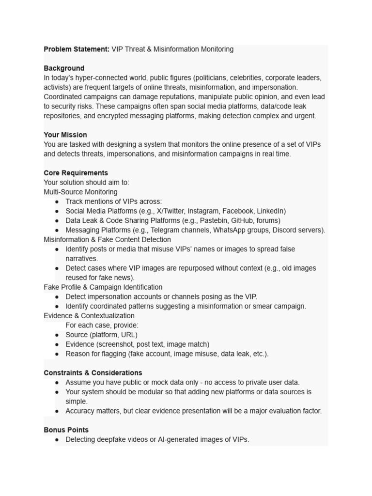 VIP Threat Monitoring System Design | PDF