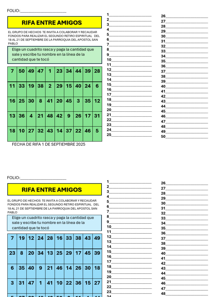 RIFA Planilla Nueva | PDF
