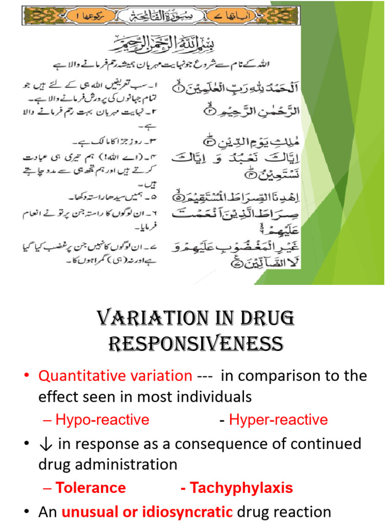 Drug Responsiveness: Tolerance & Interactions | PDF | Drug Tolerance ...