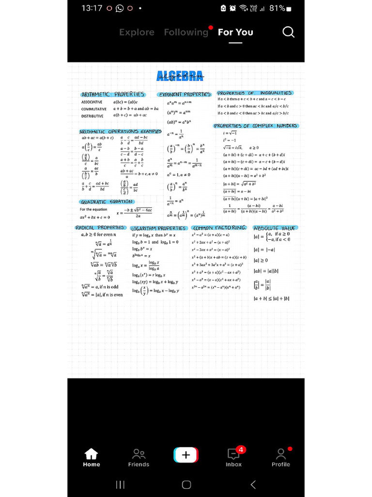 Math Summary | PDF