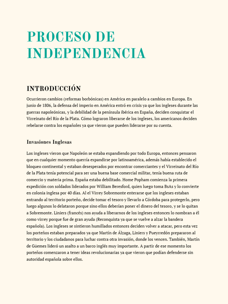 Proceso de Independencia en el Río de la Plata | PDF | Argentina