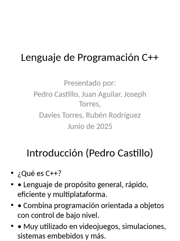 Presentación C++ Final | PDF | C ++ | C (lenguaje de programación)