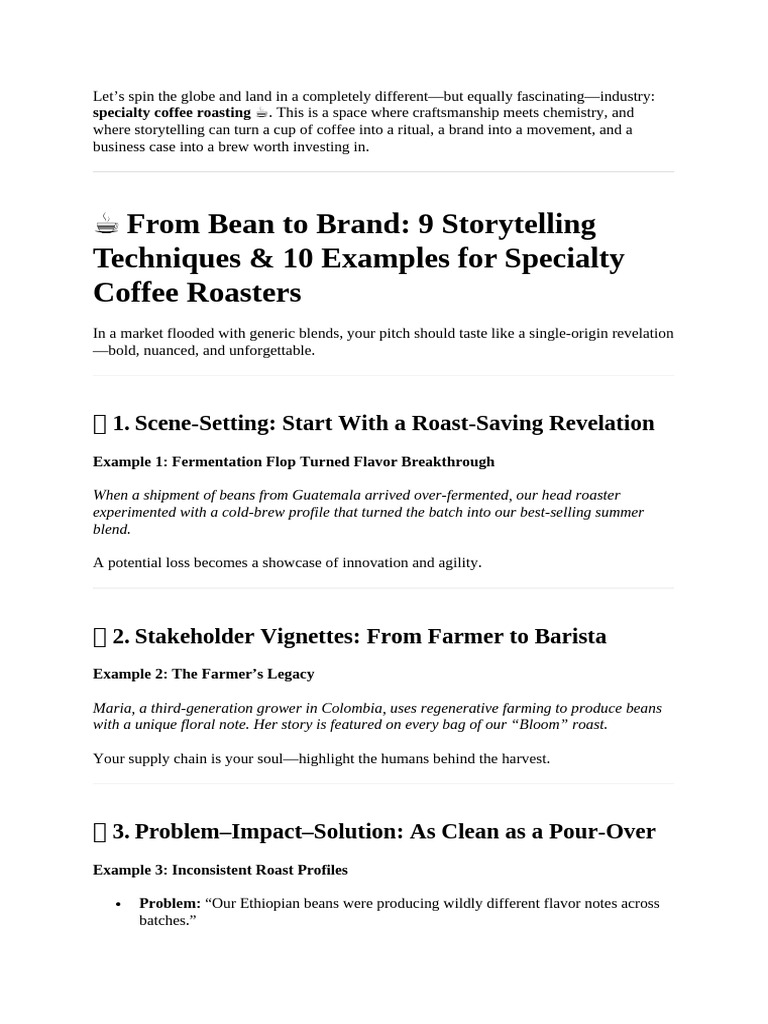Storytelling Techniques for Coffee Roasters | PDF | Coffee | Food And ...