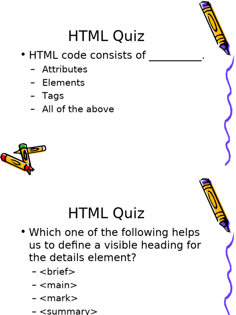 HTML and CSS Basics Quiz Guide | PDF | Html | World Wide Web