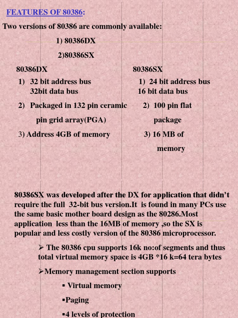 Overview of 80386 Microprocessor Features | PDF | Computer Architecture ...
