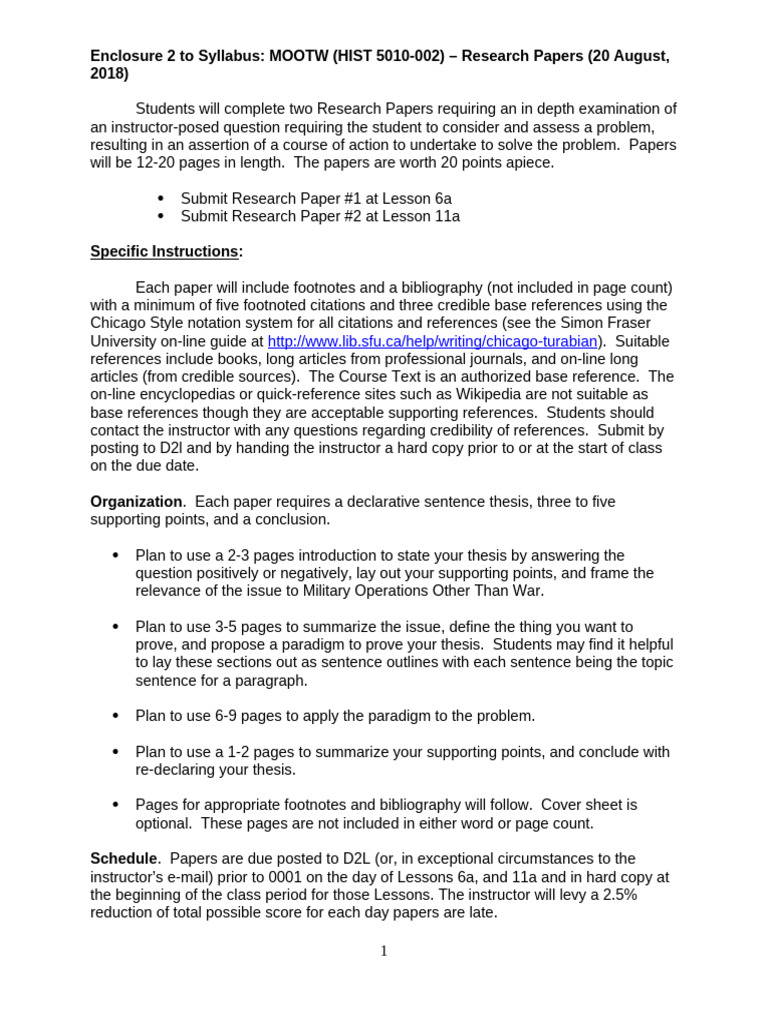 Research Paper Guidelines for HIST 5010 | PDF | Citation | Thesis
