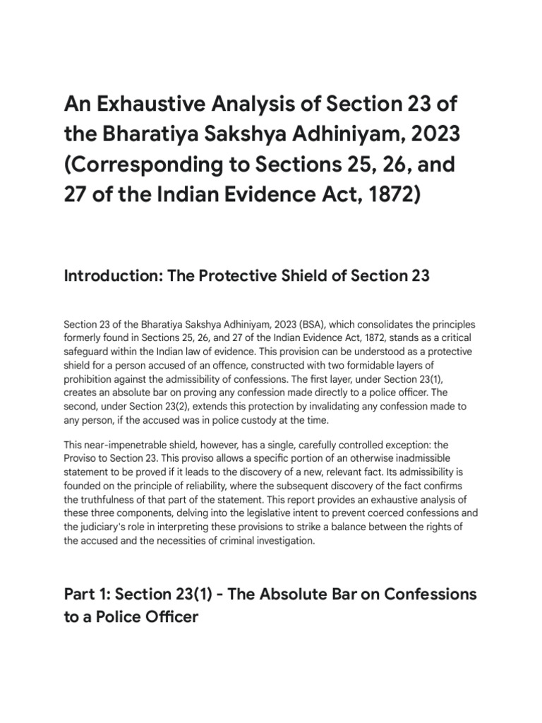 Analysis of Section 23 BSA 2023 | PDF | Confession (Law) | Arrest