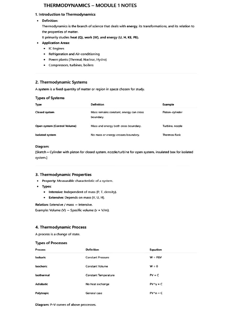 Thermodynamics Module 1 Overview | PDF | Internal Combustion Engine ...