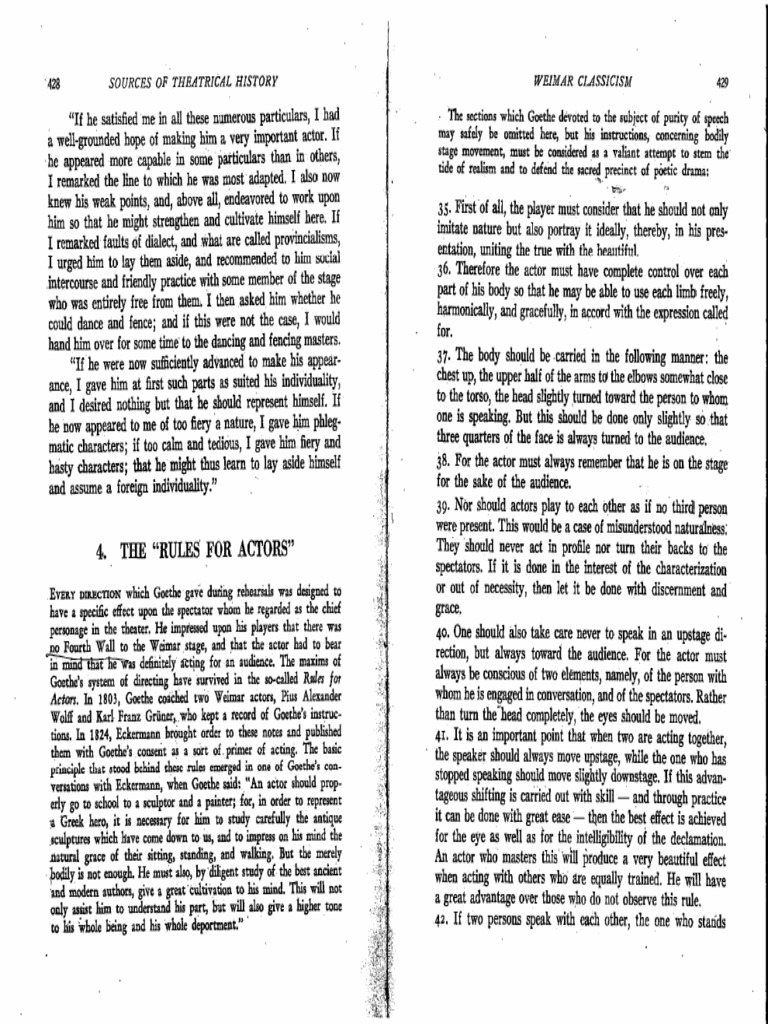 Goethe, Rules For Actors | PDF
