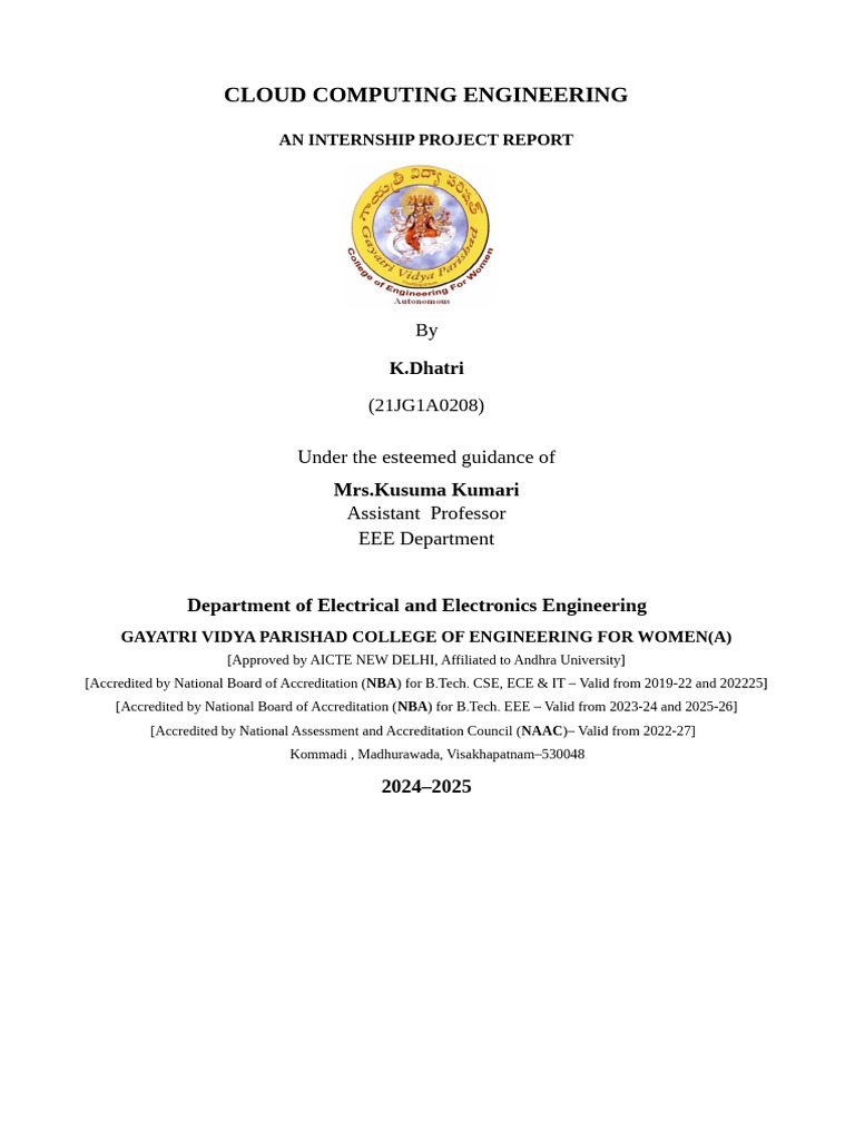 Cloud Computing Engineering Internship Report | PDF | Engineering