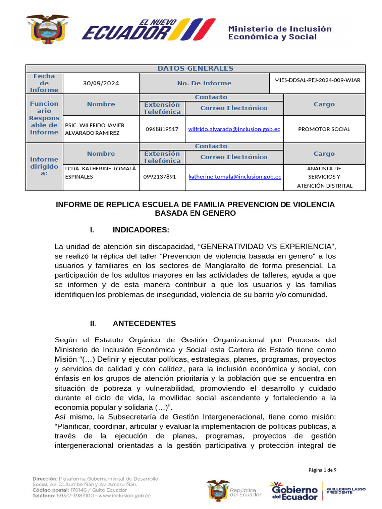 Informe sobre Prevención de Violencia de Género | PDF | Vejez | Violencia