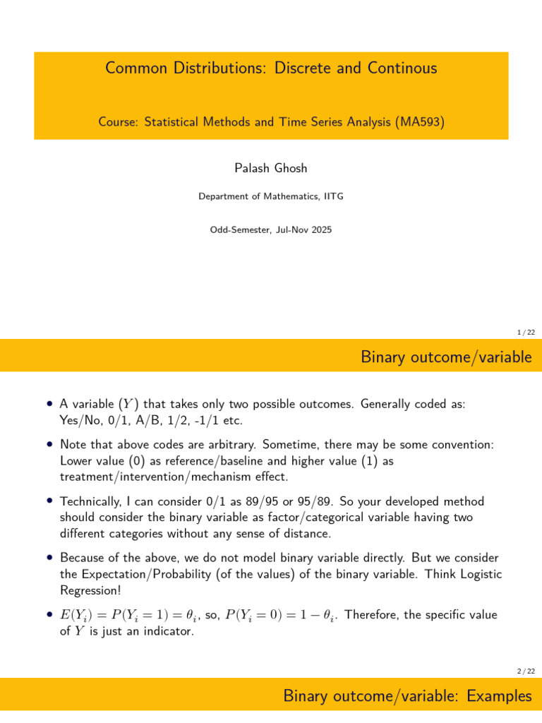 Binary and Categorical Distributions Overview | PDF | Probability ...